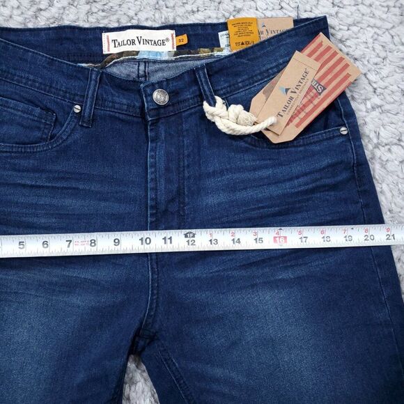 Tailor Vintage Greenwich Slim Fit Jean Shorts Stretch Smart Denim Blue Size 32 - Picture 7 of 9